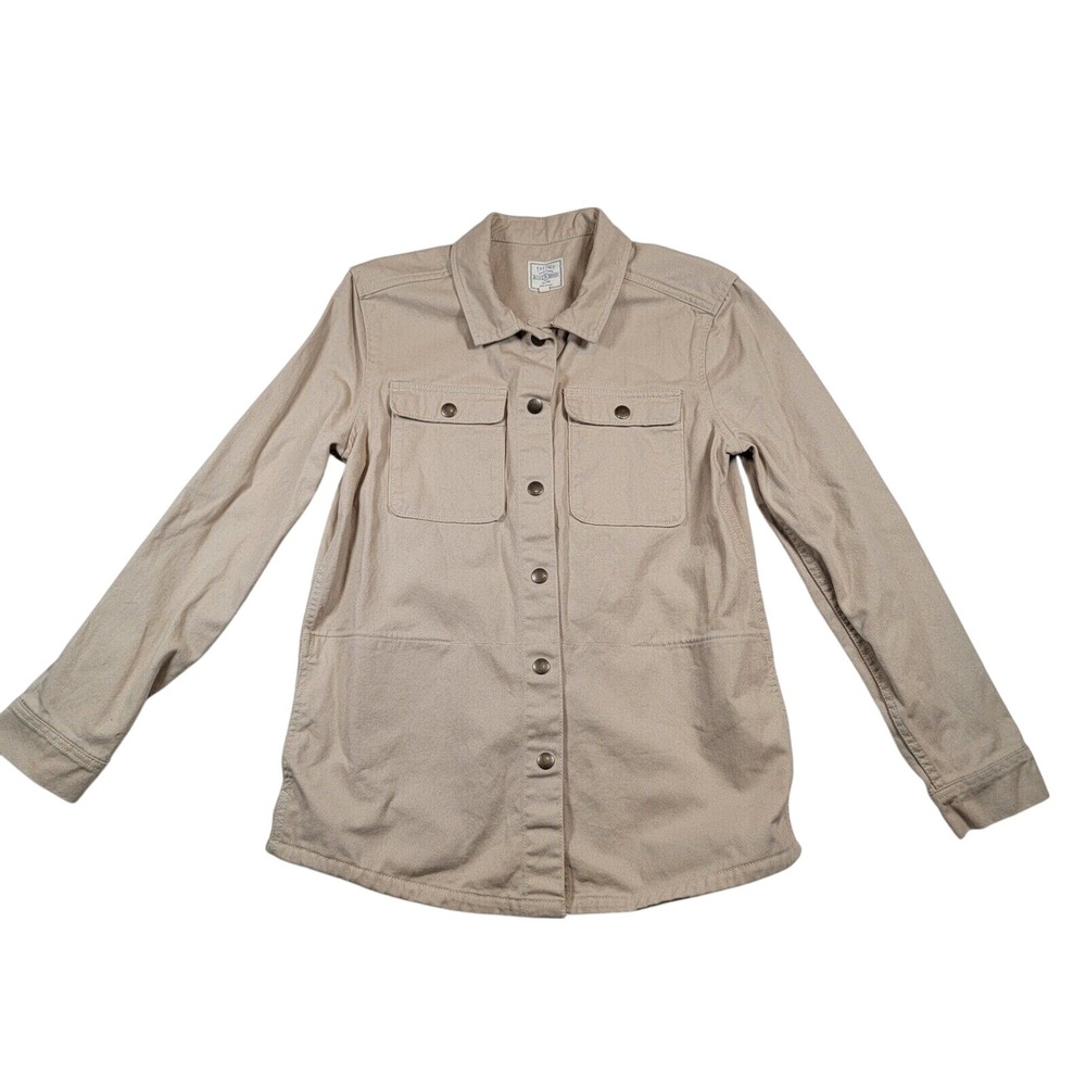 Fat Face Cotton Overshirt Button Up Women's Sz 6 Beige Utility